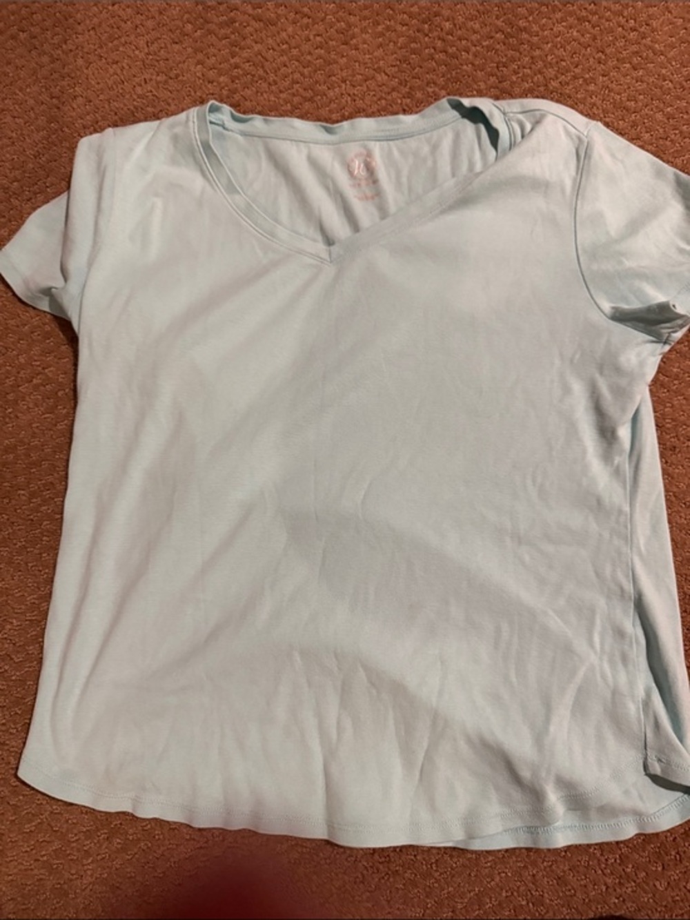 Light Blue -green V-Neck Women's Tee sz l